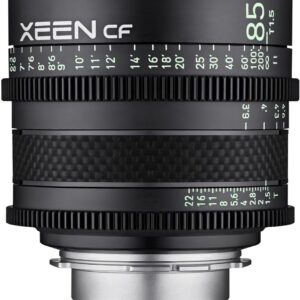 Rokinon CFX85-C XEEN Cf 85mm T1.5 Pro Cinema Lens with Carbon Fiber Construction & Luminous Markings for Canon EF Mount, Black