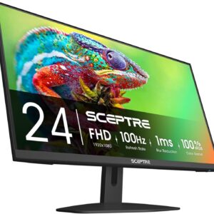 Sceptre Prime 24-inch Gaming Monitor 100Hz 1ms DisplayPort HDMI x2 100% sRGB AMD FreeSync Build-in Speakers, Eye Care Frameless Machine Black 2025 (E248W-FW100T)