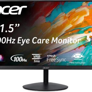 Acer SB222Q EBI 21.5" FHD 1920 x 1080 IPS Zero-Frame IPS Gaming Office Monitor | AMD FreeSync Technology | Ultra-Thin Stylish Design | Up to 100Hz | 1ms VRB | Low Blue Light | Tilt | HDMI & VGA Ports